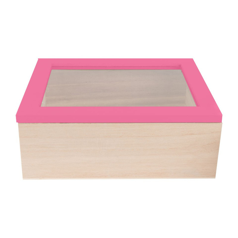 Kistje gedipt deksel - 21x17x8 cm - roze