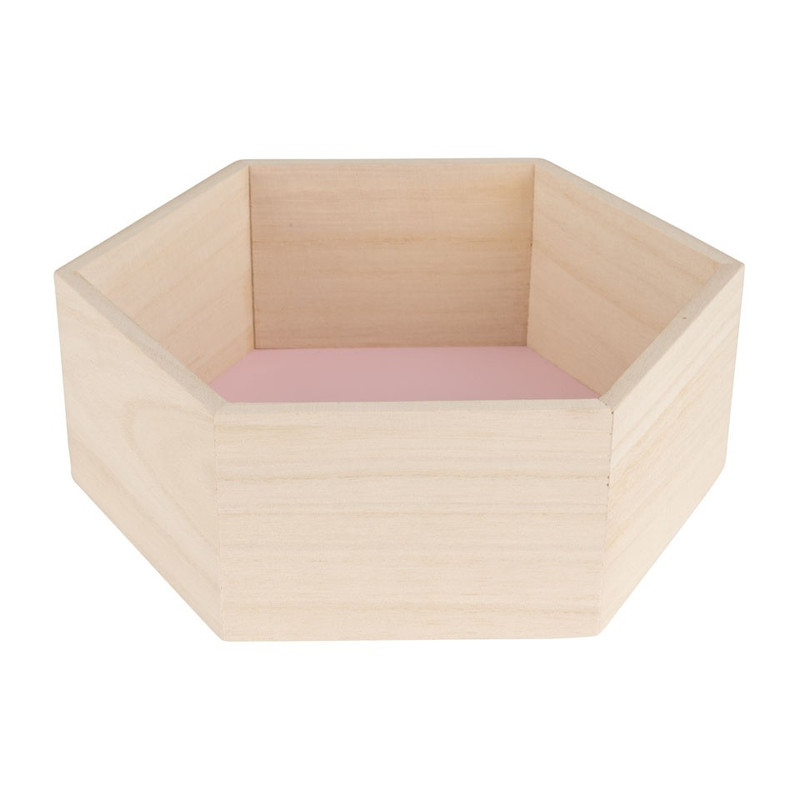 Wandkastje 6 kantig klein roze