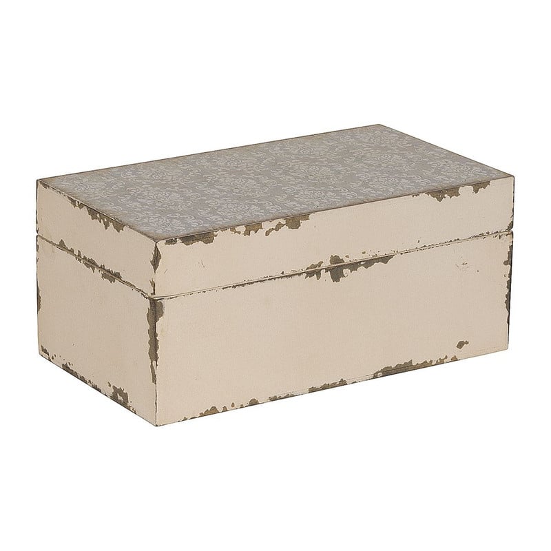 Opbergkistje grafisch - wit/grijs - 10x18x8 cm