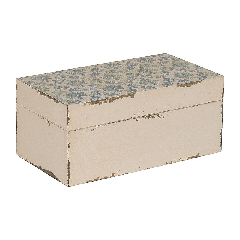 Opbergkistje grafisch - wit/blauw - 10x18x8 cm