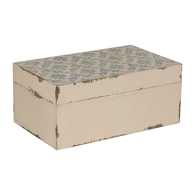 Opbergkistje grafisch - wit/blauw - 14x23x10 cm