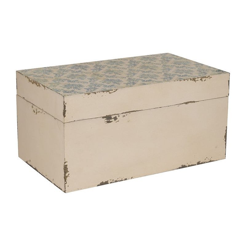 Opbergkistje grafisch - wit/blauw - 18x30x15 cm