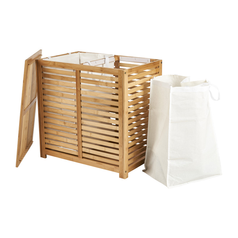 Wasmand bamboe dubbele mand - 2x40 liter 