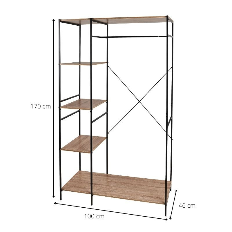 Vakkenkast/kledingrek Lily - 100x46x170 cm