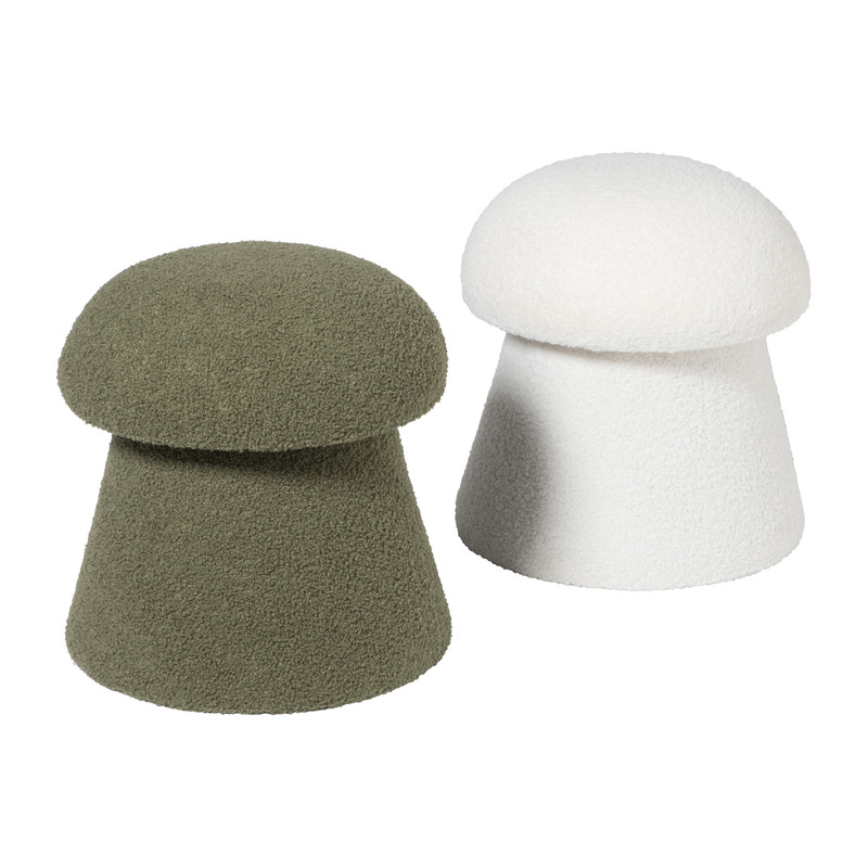 Poef Teddy Mushroom - groen - ø36x38 cm