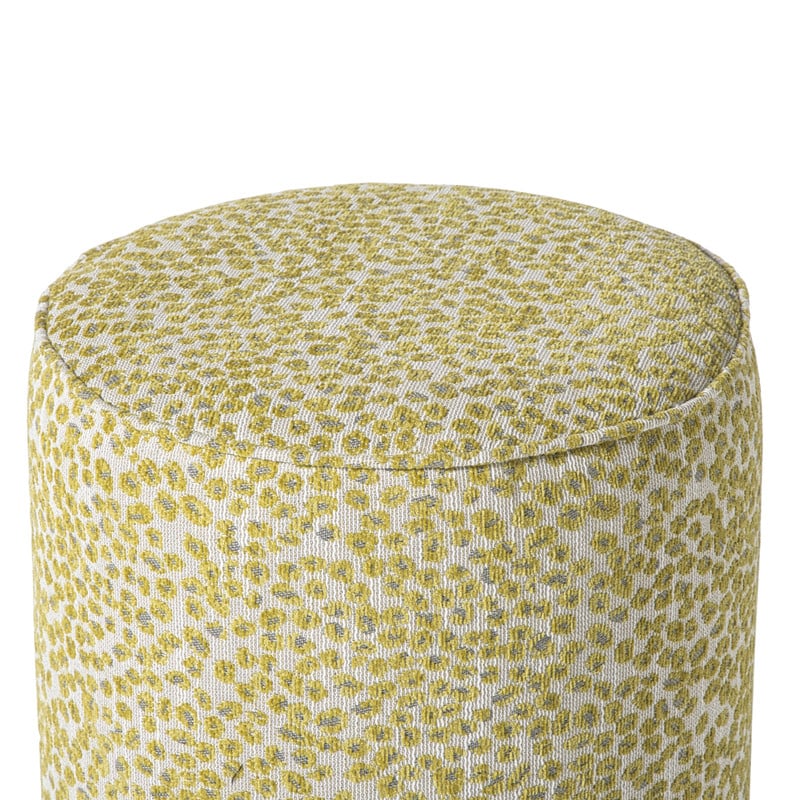 Poef jacquard - geel - ø35x39 cm