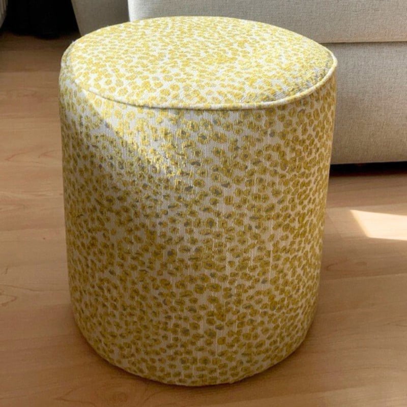 Poef jacquard - geel - ø35x39 cm