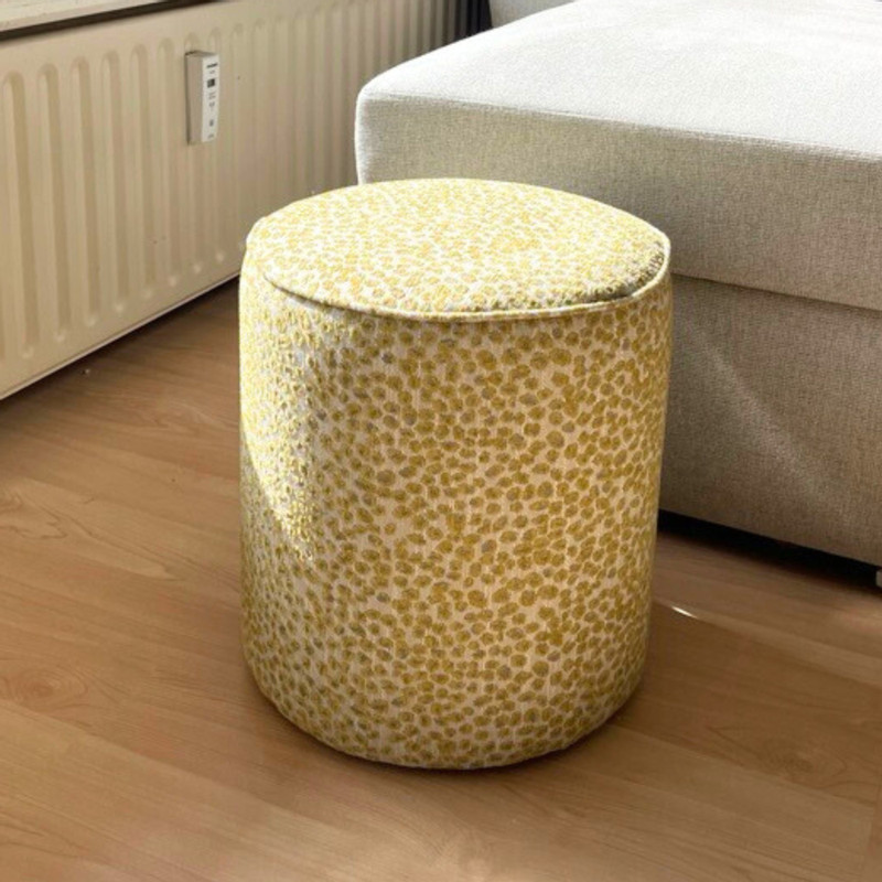 Poef jacquard - geel - ø35x39 cm