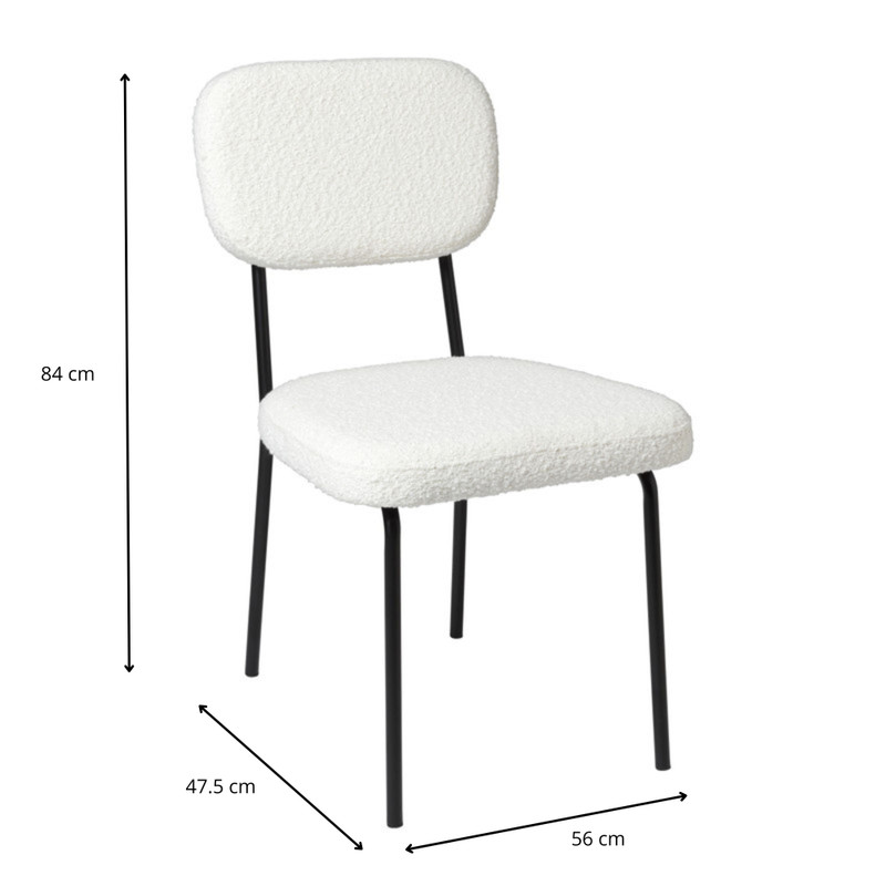 Eetkamerstoel Teddy - wit - 84x56x47.5 cm