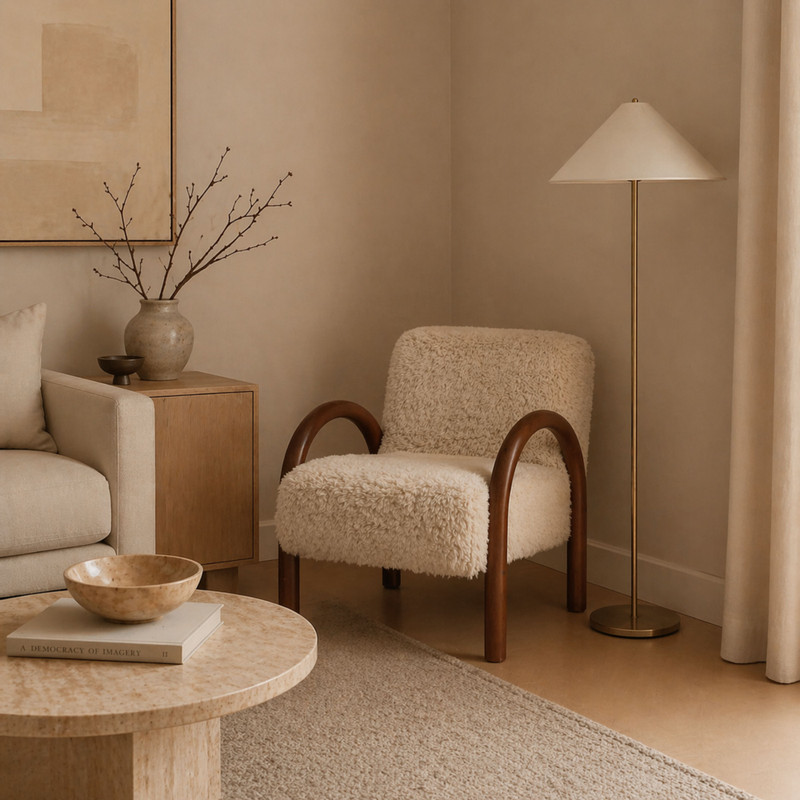 Fauteuil beatle - beige/bruin - 80x78x70 cm