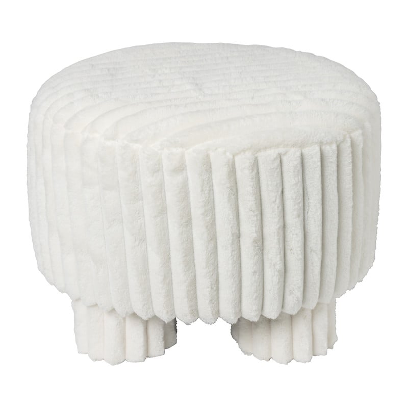 Poef Nora ribstof - wit - ø40x29 cm