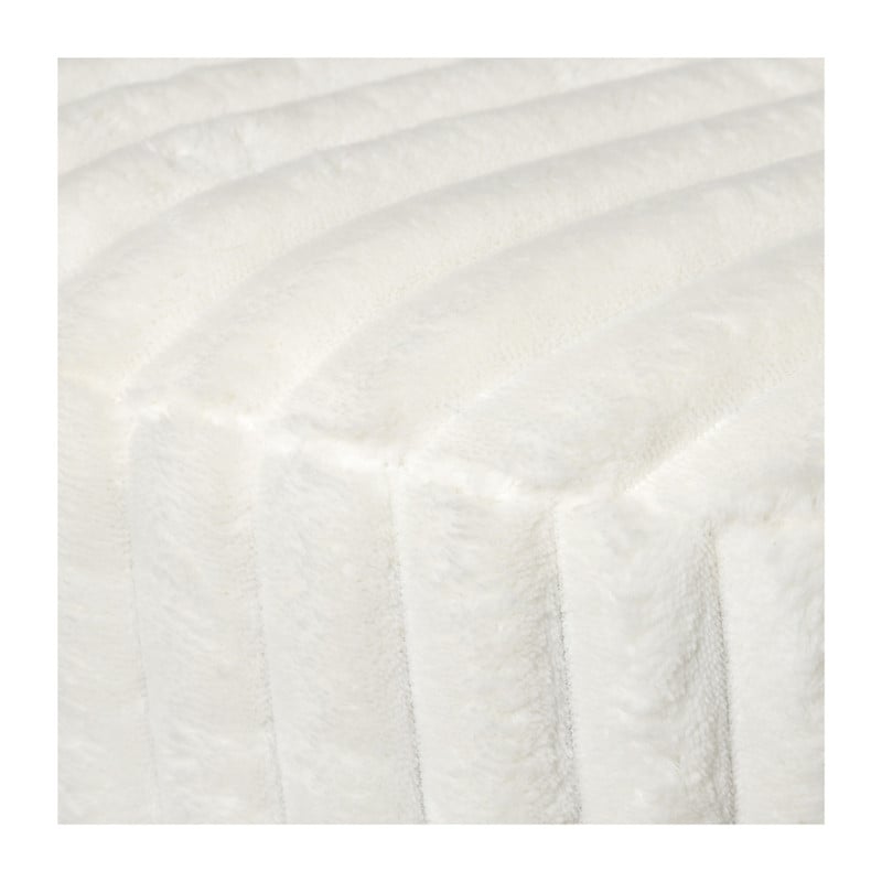 Poef Nora ribstof - wit - ø40x29 cm