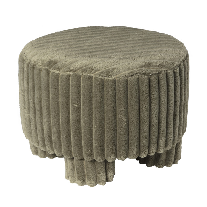 Poef Nora ribstof - groen - ø40x29 cm