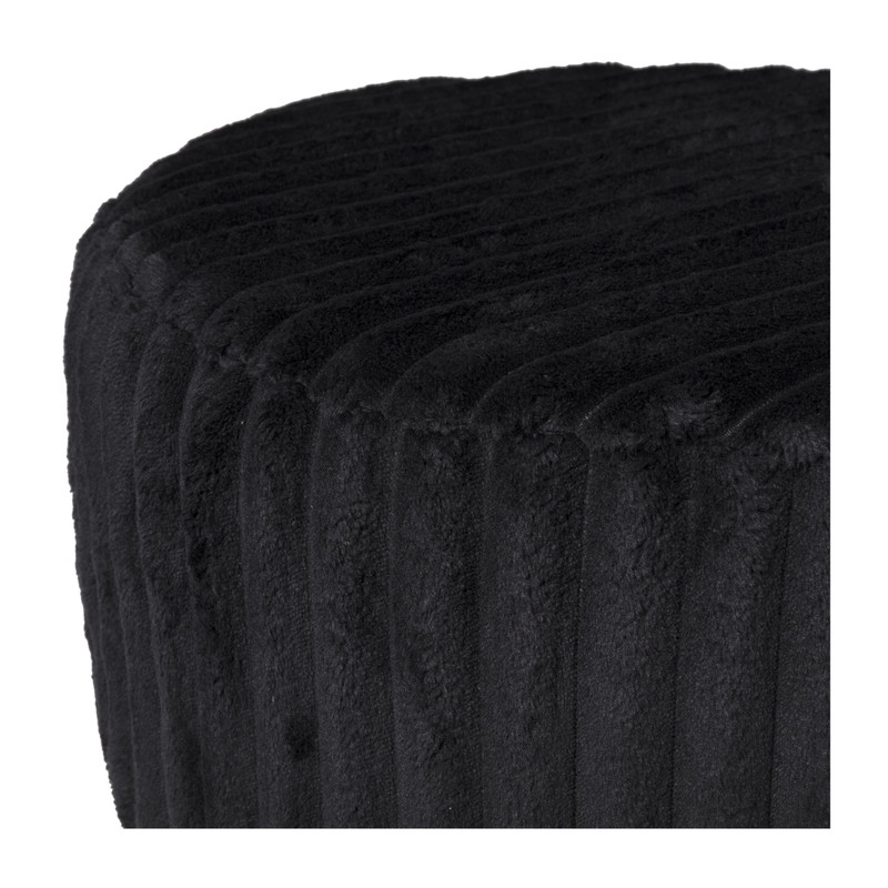 Poef Nora ribstof - zwart - ø40x29 cm