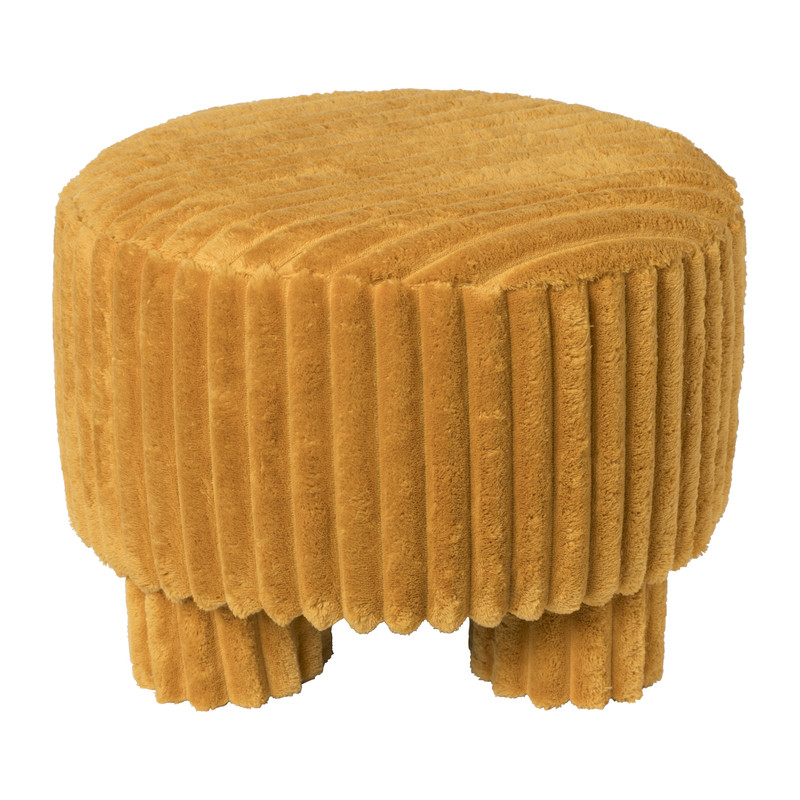 Poef Nora ribstof - oker - ø40x29 cm