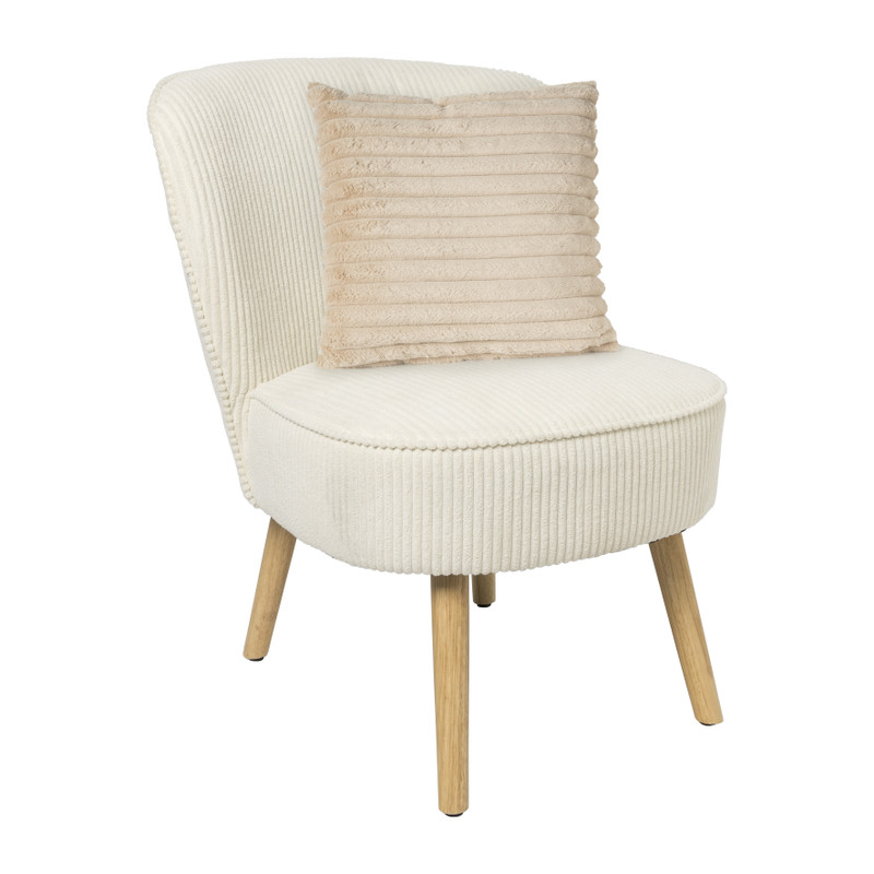Fauteuil Didi corduroy - wit - 77x60x69 cm