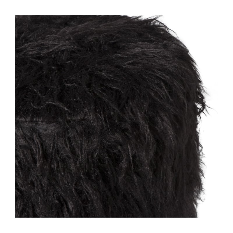 Poef fluffy - zwart - 38x42x42 cm