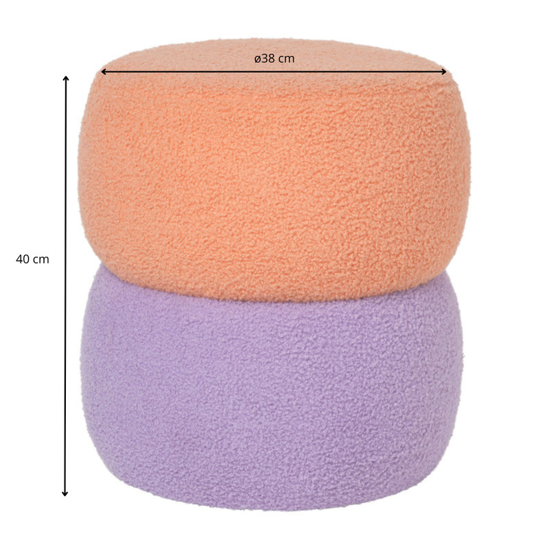 Poef duo rondo - terra/lila - ø38x40 cm