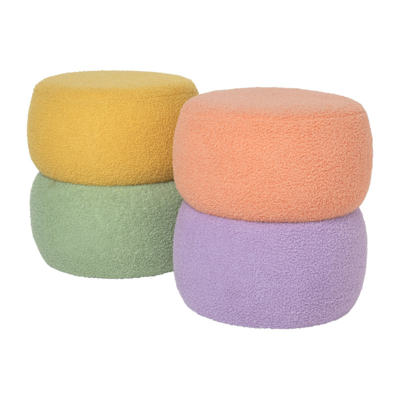 Poef duo rondo - terra/lila - ø38x40 cm