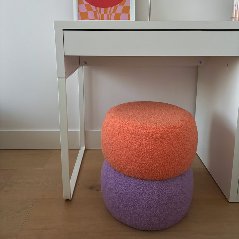Poef duo rondo - terra/lila - ø38x40 cm