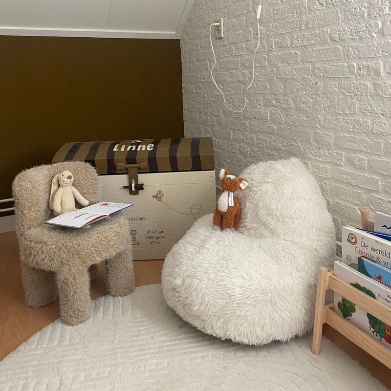 Kinderstoel fur - beige - 50x40x38 cm