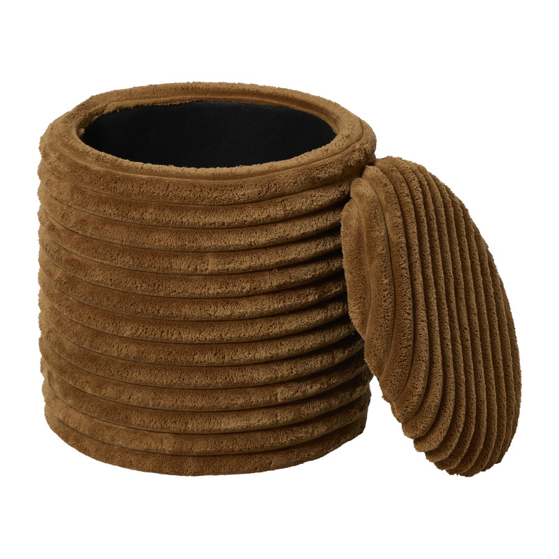 Opbergpoef rib - bruin - ø35x38 cm
