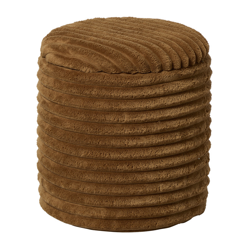 Opbergpoef rib - bruin - ø35x38 cm