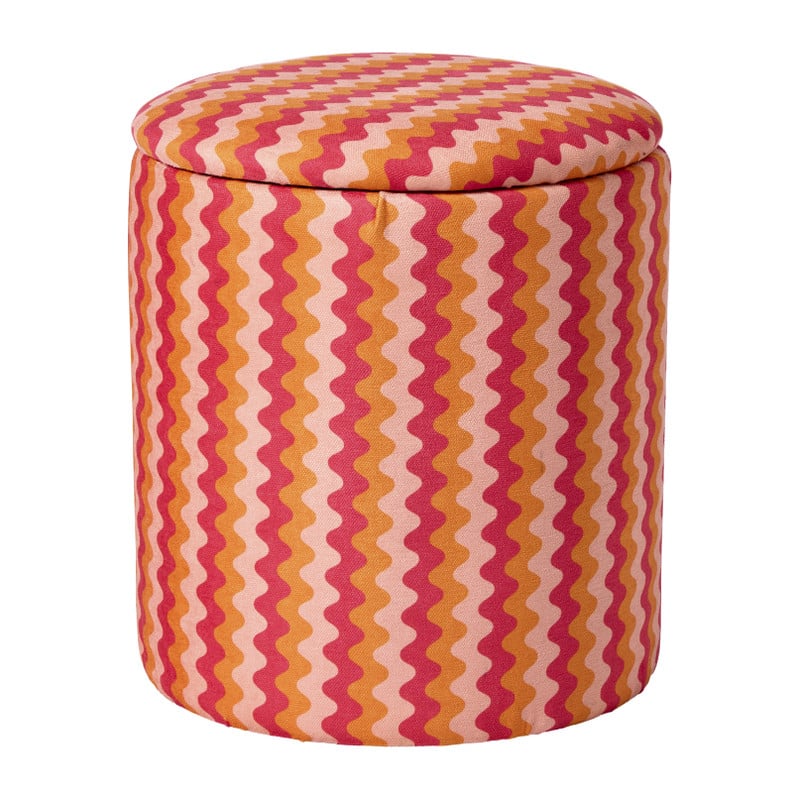 Opbergpoef retro - oranje/roze - ø35x40 cm