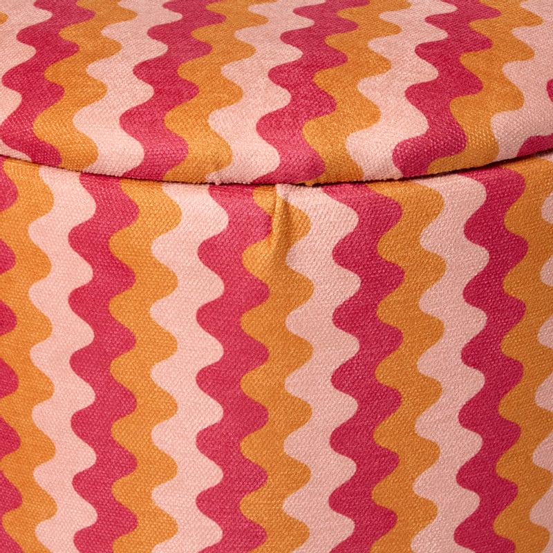 Opbergpoef retro - oranje/roze - ø35x40 cm