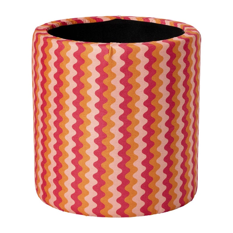 Opbergpoef retro - oranje/roze - ø35x40 cm