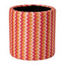 Opbergpoef retro - oranje/roze - ø35x40 cm