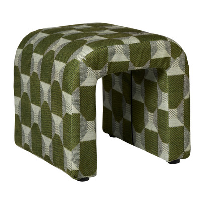 Poef grafisch - groen/beige - 37x37x36 cm