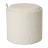 Opbergpoef bouclé met dienblad - beige/bruin - ø37.5x39 cm