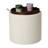 Opbergpoef bouclé met dienblad - beige/bruin - ø37.5x39 cm