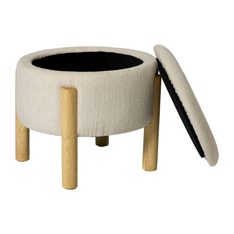 Opbergpoef Mandy - beige - ø45x38 cm