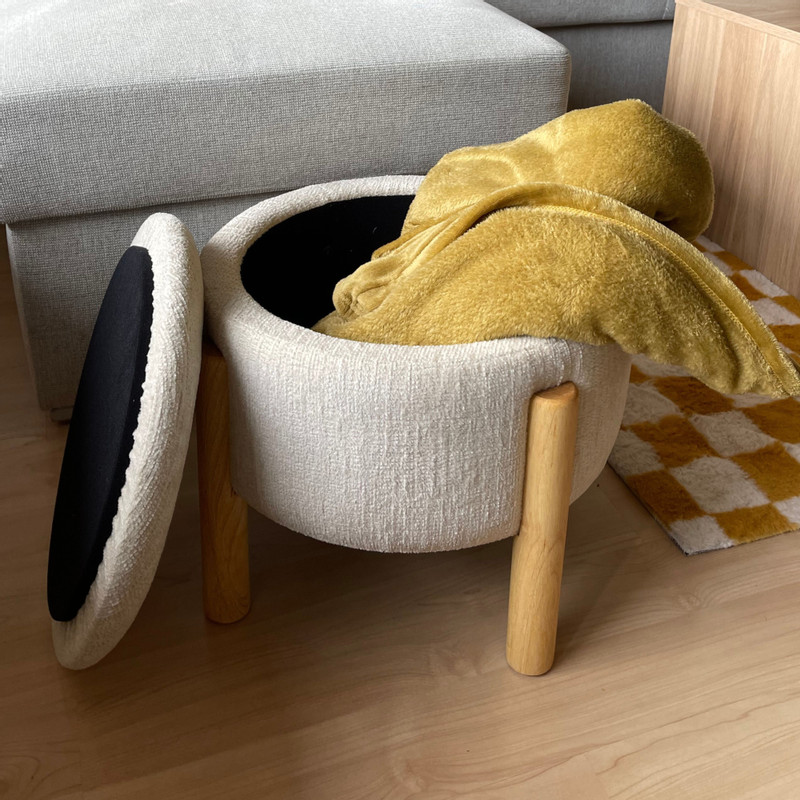 Opbergpoef Mandy - beige - ø45x38 cm