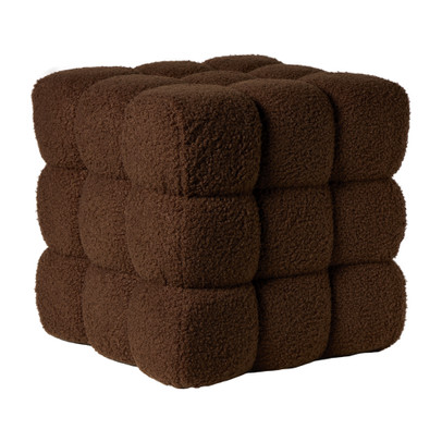 Poef chunk teddy - bruin - 36x36x36 cm