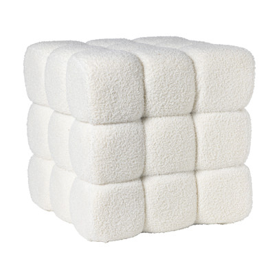 Poef chunk teddy - beige - 36x36x36 cm