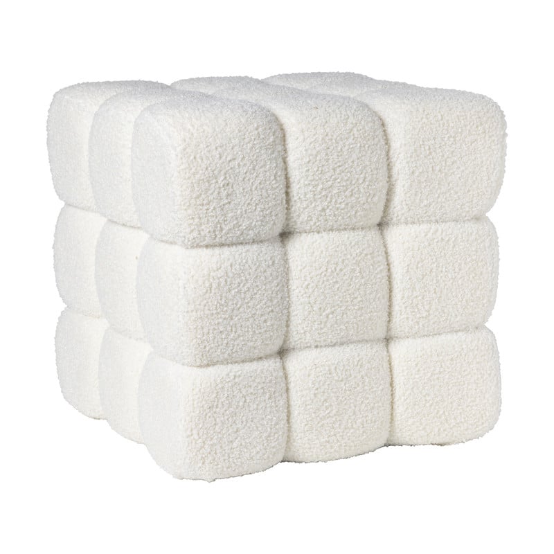 Poef chunk teddy - beige - 36x36x36 cm