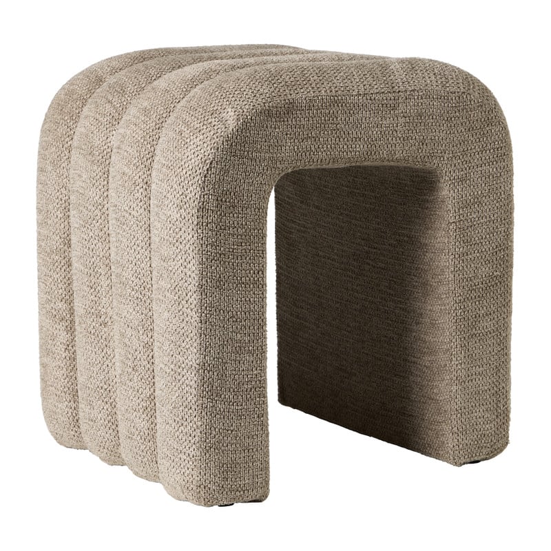 Poef Naomi chenille - taupe - 43x40x35 cm