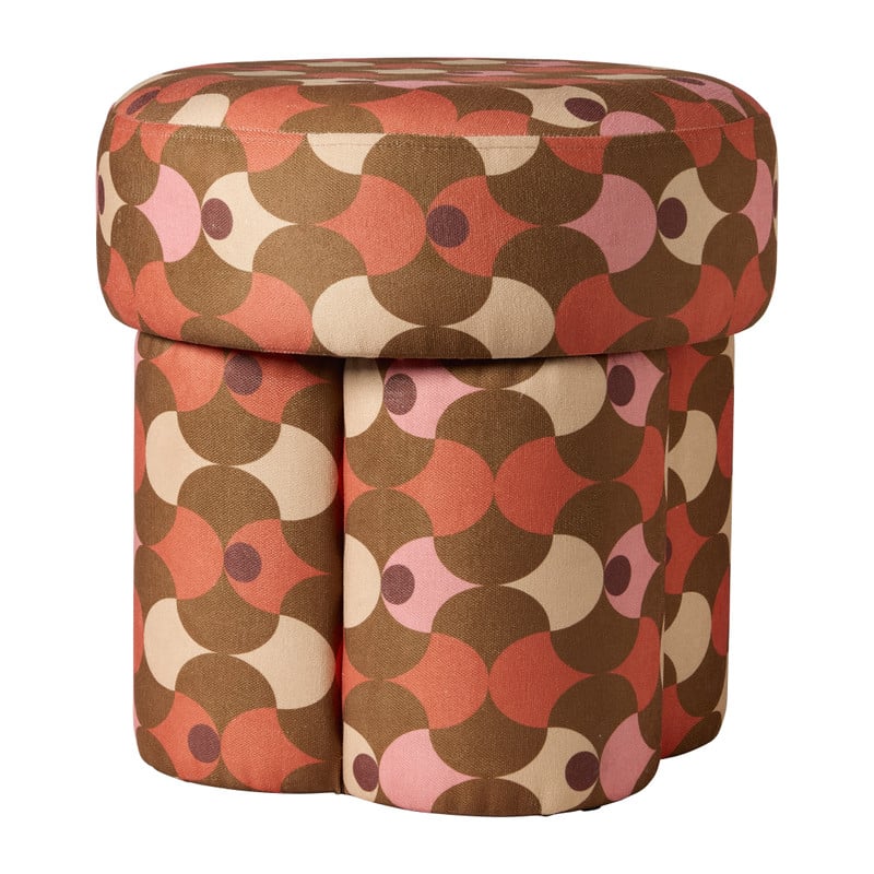 Poef Maya - rood/roze/bruin - ø42x42 cm