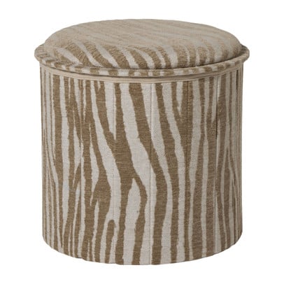 Opvouwbare poef jacquard zebraprint - taupe - ø38x38 cm