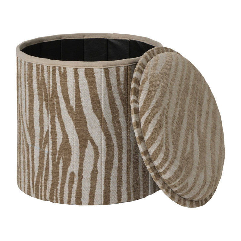 Opvouwbare poef jacquard - taupe - ø38x38 cm
