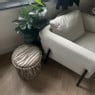 Opvouwbare poef jacquard zebraprint - taupe - ø38x38 cm