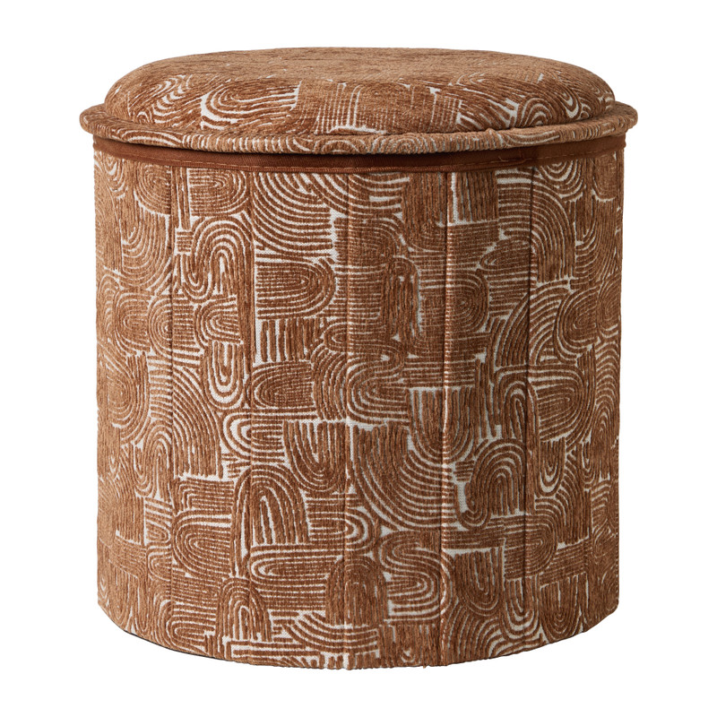 Opvouwbare poef jacquard - bruin - ø38x38 cm