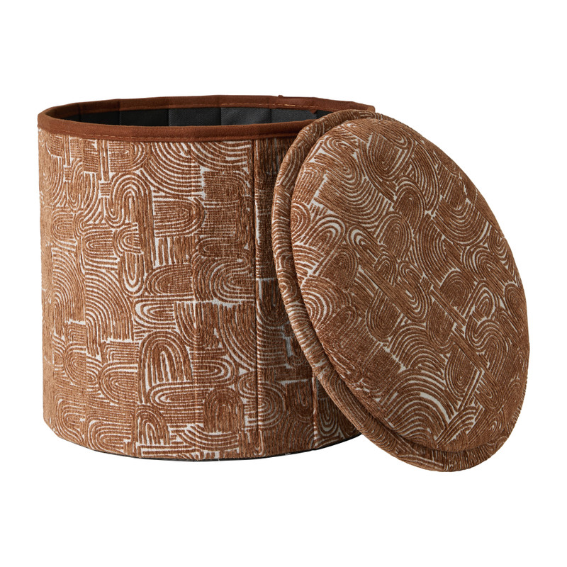 Opvouwbare poef jacquard - bruin - ø38x38 cm