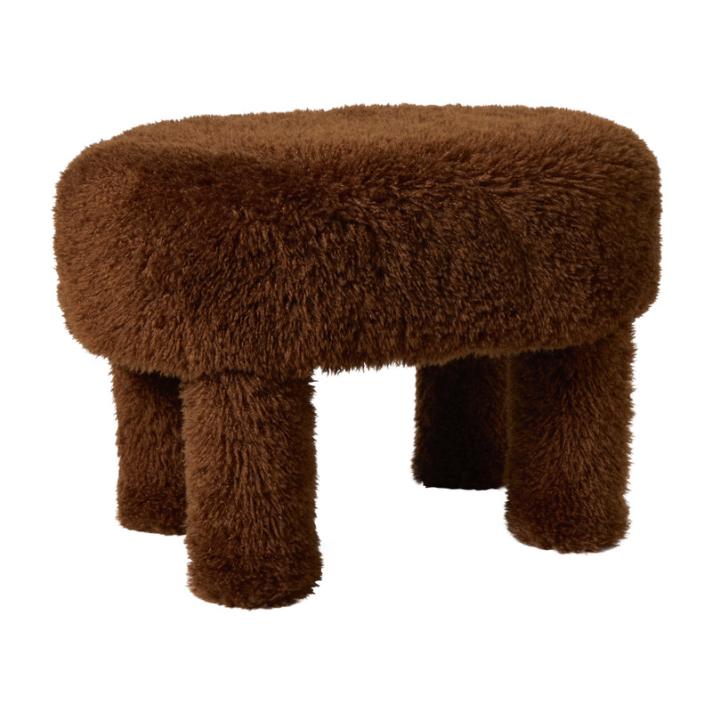 Poef fluffy - bruin - 44x63x39 cm