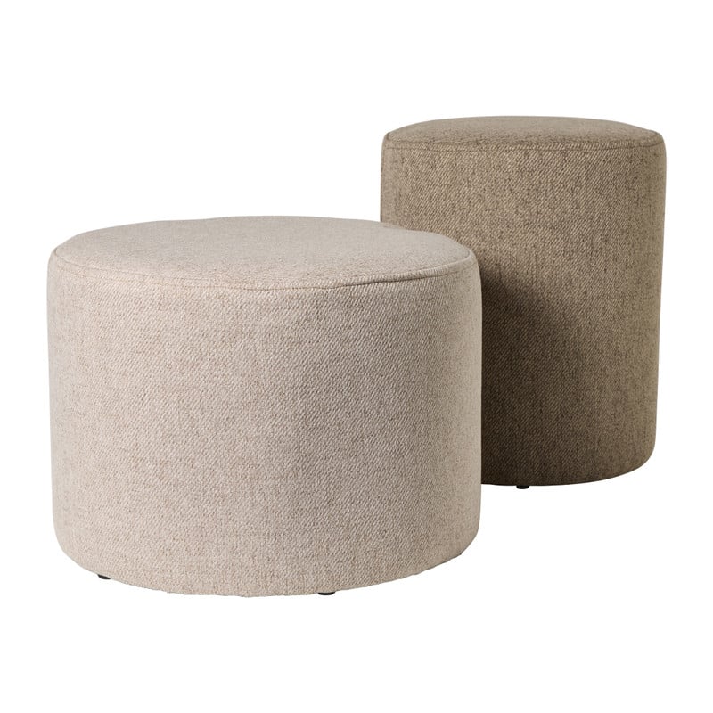 Poefjes inschuifbaar - beige/taupe - set van 2