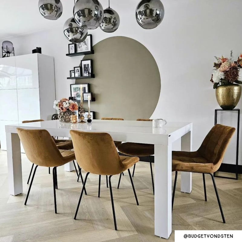 Eetkamerstoel cognac - velvet - 52x52x81 cm