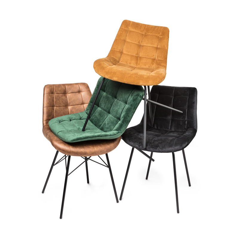 Eetkamerstoel velvet - zwart - 79x50x44 cm